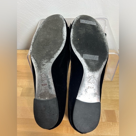 Tory Burch Jessica Black Velvet Bow Toe Silver Medallion Ballet Flats Size 8.5 - Picture 6 of 12
